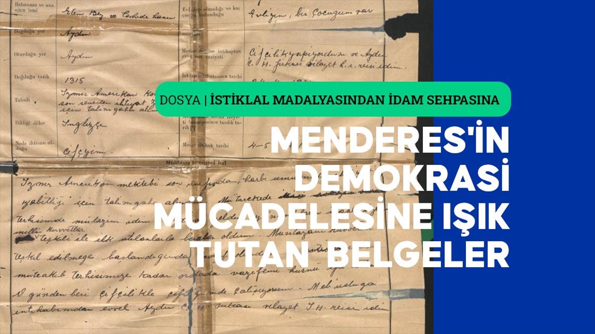 Menderes'e “Atnan” adıyla İstiklal Madalyası verilmesine ilişkin kararname Meclis Kütüphanesi'nin arşivine girdi