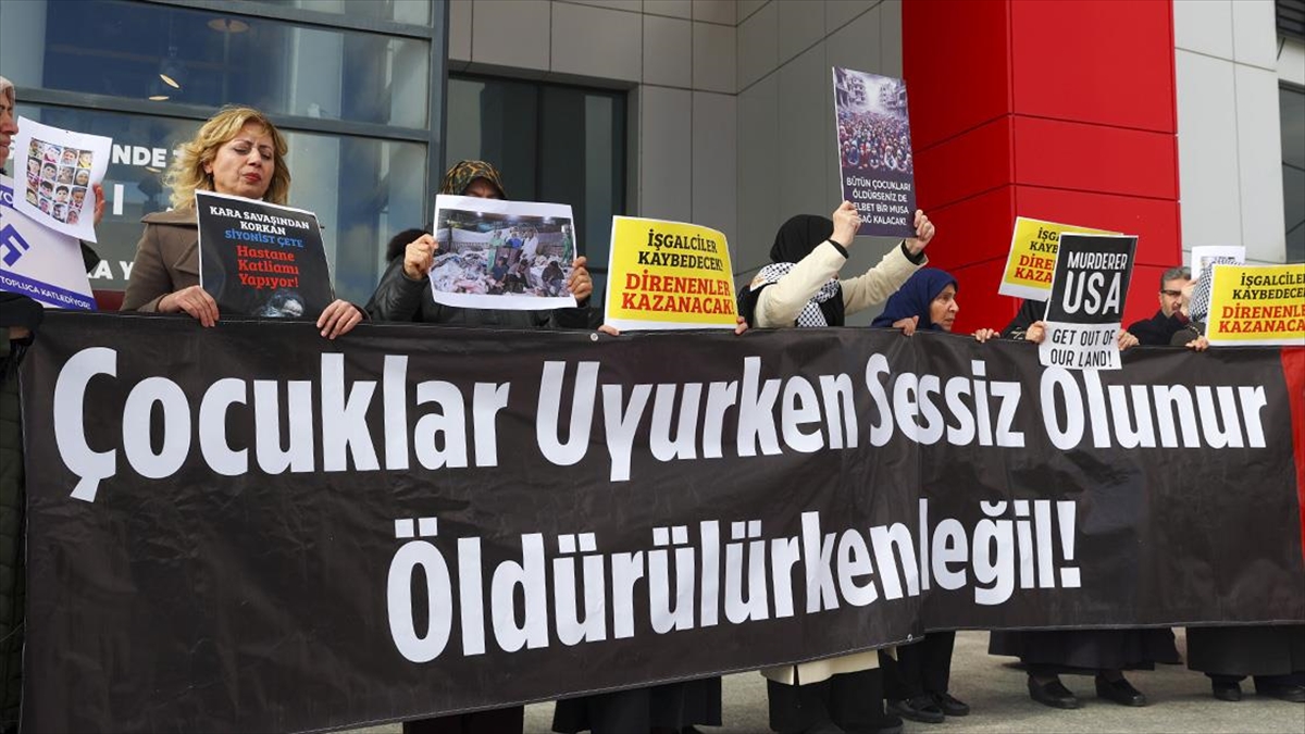 BM ofisi önünde Filistin'e saldırılar protesto edildi