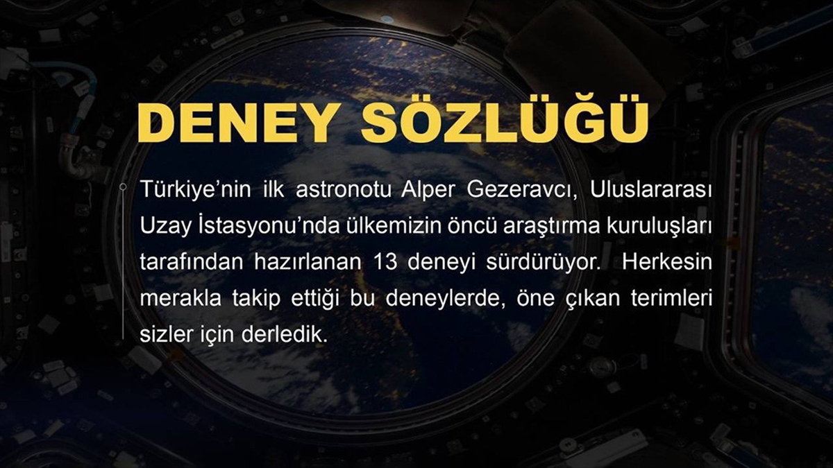 Türkiye Uzay Ajansından Gezeravcı'nın deneylerine ilişkin yeni “Deney Sözlüğü”