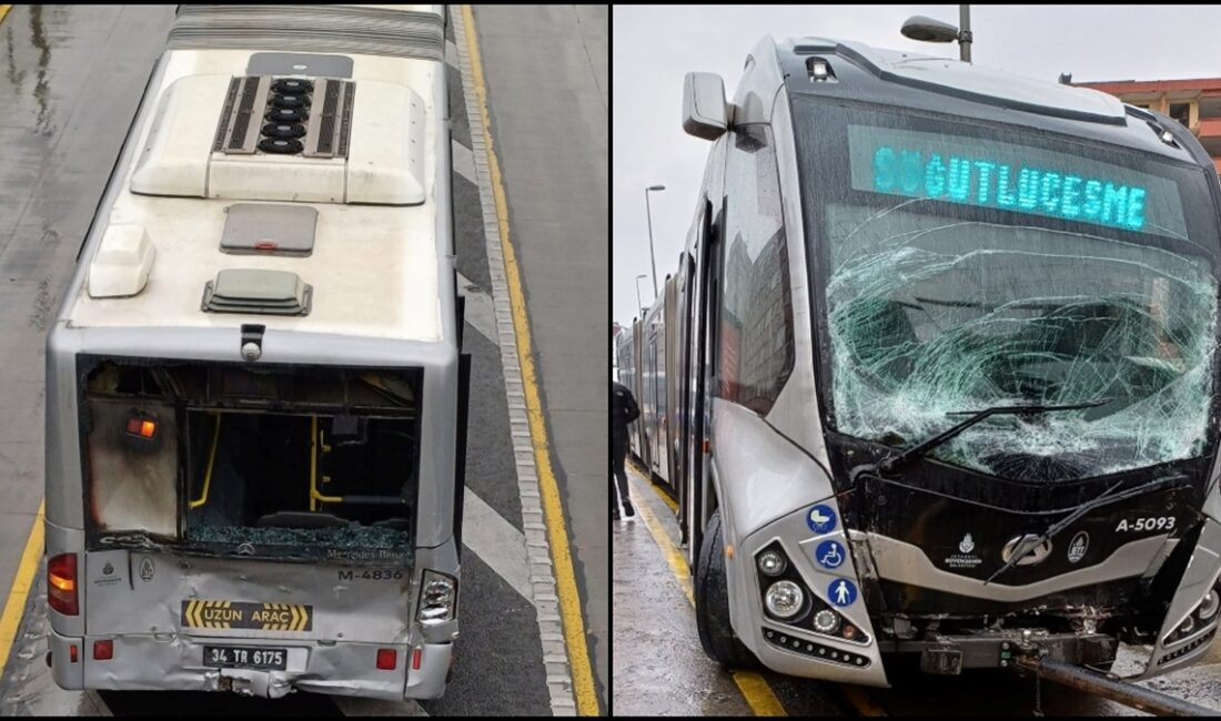 Avcılar'da iki metrobüsün çarpışması