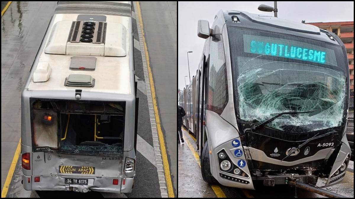 Avcılar’da iki metrobüsün çarpışması sonucu 4 yolcu yaralandı