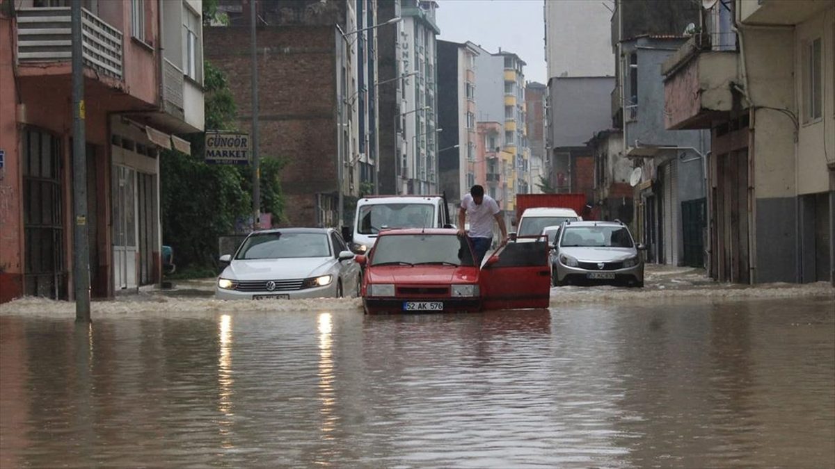 Fatsa ilçesinde şiddetli yağış su baskınlarına neden oldu